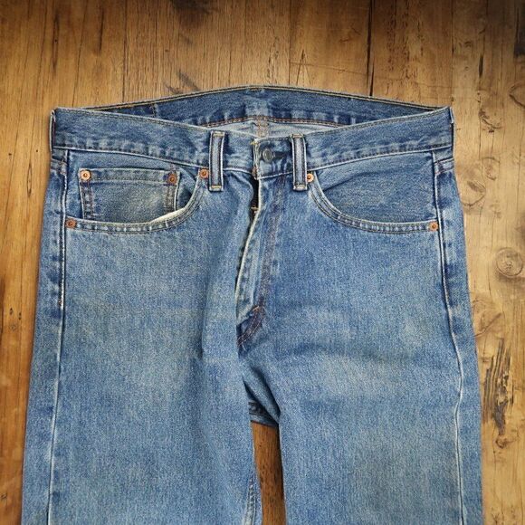 LEVI'S 505 BLUE DENIM STRAIGHT LEG JEANS MENS SIZE W34 L29 - Picture 6 of 9